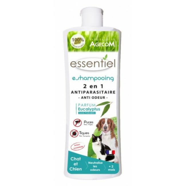 Shampoing antiparasitaire Essential 2 en 1 anti odeur pour chien et chat flacon 250 ml