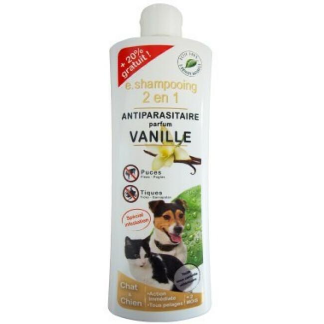 Shampoing antiparasitaire Essential 2 en 1 vanille pour chien et chat flacon 250 ml