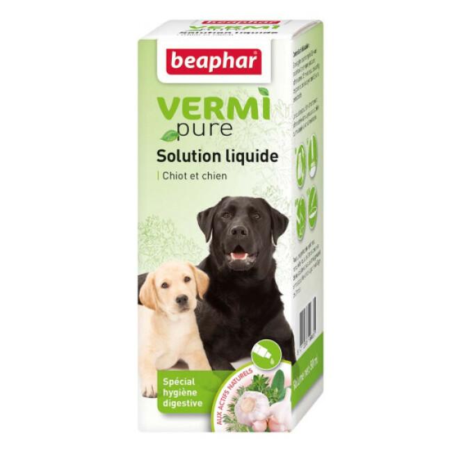 Solution d'aide à l'élimination des parasites aux plantes pour chien Vermipure 50 ml