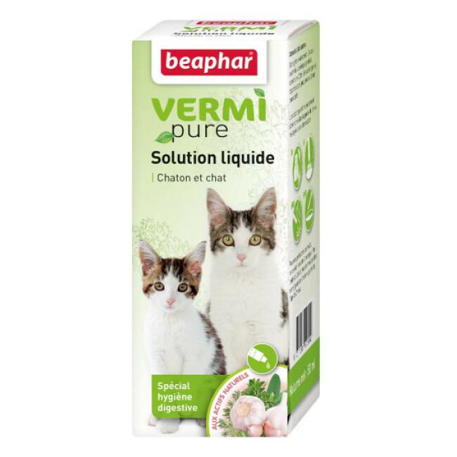 Solution d'aide à l'élimination des parasites aux plantes pour chat Vermipure 50 ml