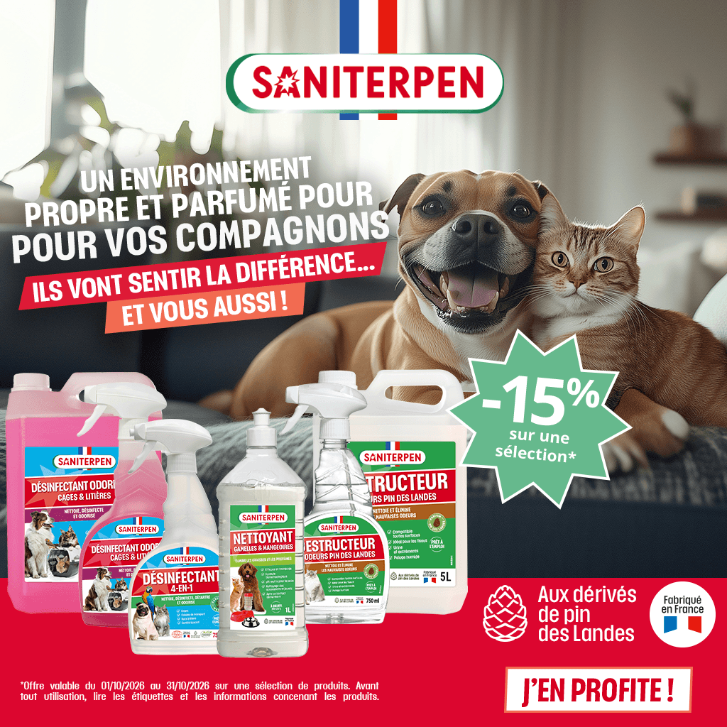 Rendre propre la niche du chien et la caisse du chat : 15% de réduction